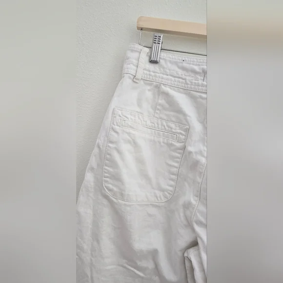 FREE PEOPLE Colette Wide Leg Culottes button fly white cropped jeans size 30 - Picture 12 of 16